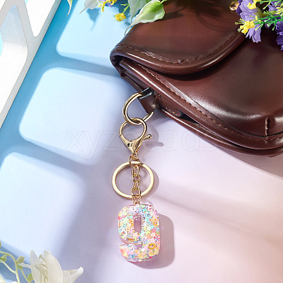 Number 9 Transparent Resin Keychains KEYC-TADJ0001-10I-1
