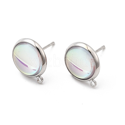 Brass Glass Stud Earrings KK-F916-04P-1