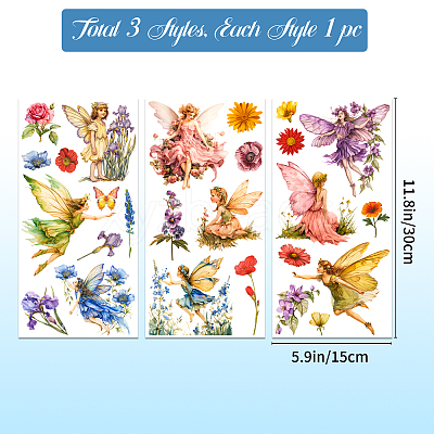 3 Sheets 3 Styles Flower PVC Waterproof Decorative Stickers DIY-WH0404-032-1