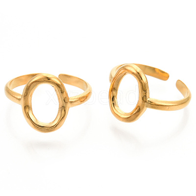 Ion Plating(IP) 304 Stainless Steel Hollow Oval Cuff Rings RJEW-N038-120LG-1