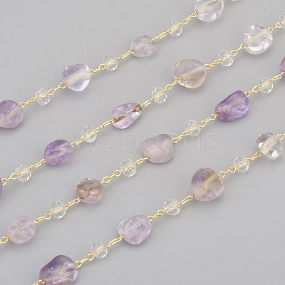 Handmade Natural Amethyst Beaded Chains CHC-I031-11B-1
