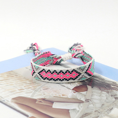 Polyester Braided Rhombus Pattern Cord Bracelet FIND-PW0013-004A-08-1