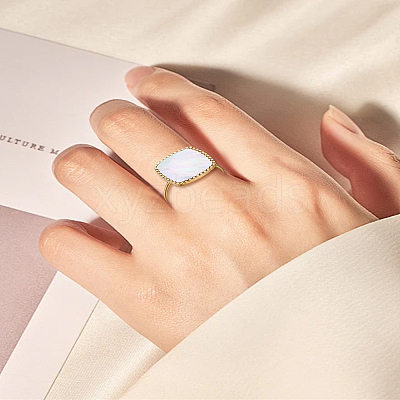 1Pc Square Stainless Steel Cuff Ring RJEW-LP0002-27-1