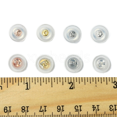 40Pcs 4 Colors Long-Lasting Plated Brass Silicone Ear Nuts KK-FS0001-49-1