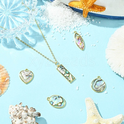 5Pcs 5 Styles Natural Paua Shell Pendants KK-CJ0003-10-1