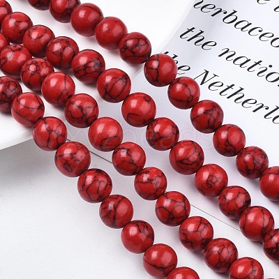 Synthetical Turquoise Gemstone Round Bead Strands TURQ-R035-10mm-04-01-1