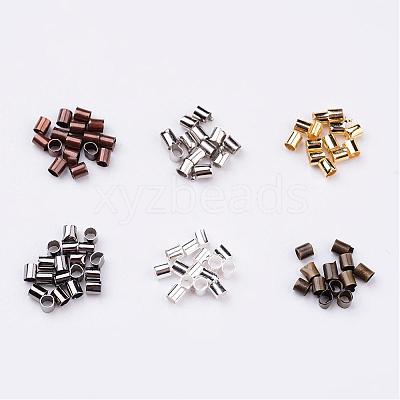 1 Box 6 Colors Antique Bronze & Red Copper & Golden & Silver & Platinum & Black Brass Tube Crimp Beads KK-X0036-A-B-1