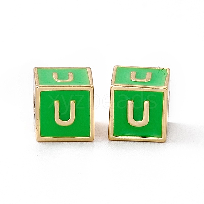 Rack Plating Brass Enamel Beads KK-B060-04G-02U-1