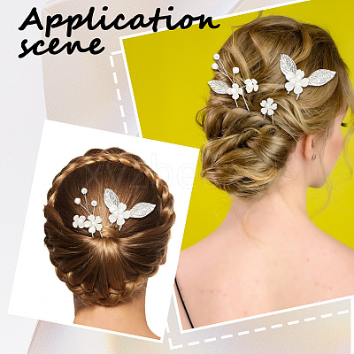 Alloy with Plastic Beads Hair Sticks for Women Girls OHAR-WH20010-08P-1