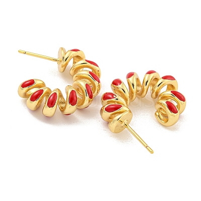 Rack Plating Brass Stud Earrings EJEW-C102-41G-01-1