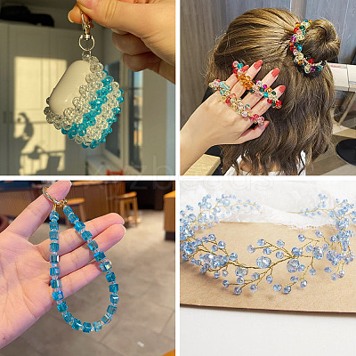 4 Strands 4 Styles Transparent Glass Beads Strands EGLA-TADJ0001-01-1