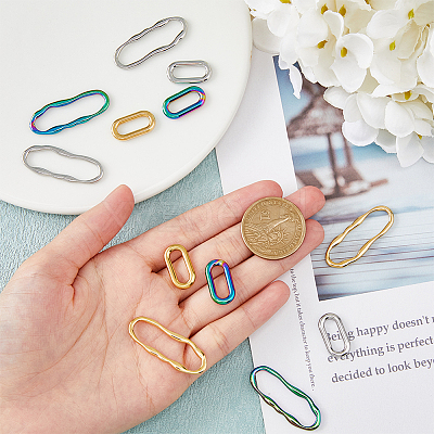 12Pcs 6 Style 304 Stainless Steel Linking Rings STAS-FH0001-95-1