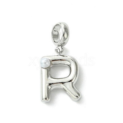 Rack Plating Brass with ABS Plastic Pearl European Dangle Charms KK-G501-02R-P-1