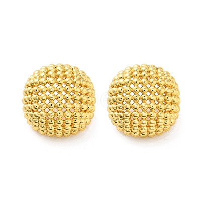 Rack Plating Half Round Brass Stud Earrings EJEW-M029-08G-1