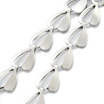 Brass Heart Link Chain Slider Bracelet Making AJEW-JB01603-02-1