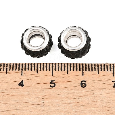Polymer Clay Rhinestone European Large Hole Beads with Silver Color Plated Brass Cores FPDL-R002-01-1
