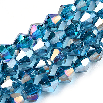 Electroplate Glass Beads Strands X-EGLA-Q118-8mm-B27-1