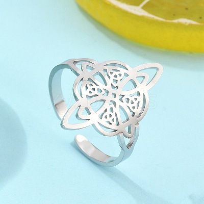 Non-Tarnish 304 Stainless Steel Witch Knot Open Cuff Rings for Women LS-AJEW-U005-01P-1