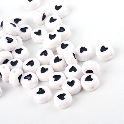 Opaque Acrylic Heart Letter Beads LS-X-SACR-Q126-07D-1