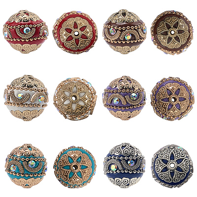 6Pcs 6 Colors Handmade Indonesia Beads IPDL-SP0001-02-1