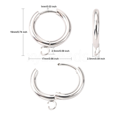 201 Stainless Steel Huggie Hoop Earring Findings STAS-P283-01D-S-1