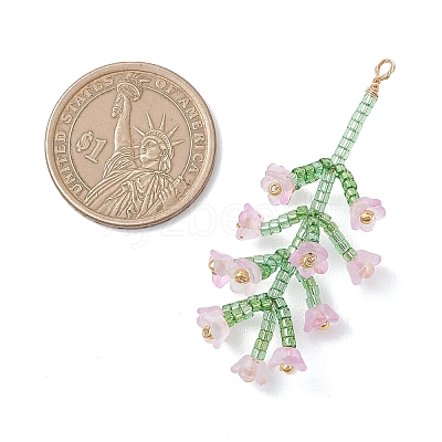Glass Seed Beaded Flower Big Pendants PALLOY-MZ01184-03-1
