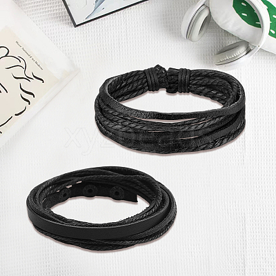 1Pc Cowhide Leather Cord Multi-strand Bracelets BJEW-CL0001-48B-1