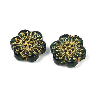 Baking Paint and Golden Metal Enlaced Glass Beads DGLA-T004-09E-1