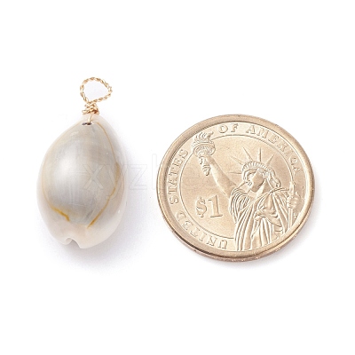 Natural Cowrie Shell Dyed Pendants PALLOY-JF01206-1