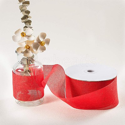 Polyester Imitation Burlap Ribbon OCOR-WH0032-21A-1