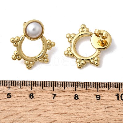 201 Stainless Steel ABS Plastic Pearl Stud Earrings EJEW-Z151-13G-07-1