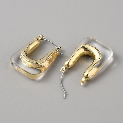 Acrylic Rectangle Hoop Earrings EJEW-WH0012-039A-1