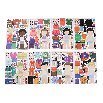8Pcs Paper Scrapbook Stickers LS-DIY-I114-04-1