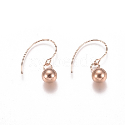Ion Plating(IP) Ball 304 Stainless Steel Dangle Earrings EJEW-L215-53A-RG-1