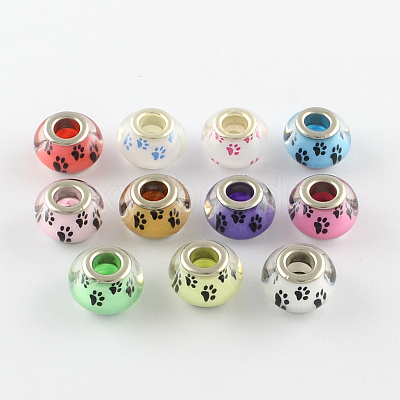 Large Hole Dog Paw Prints Pattern Resin European Beads OPDL-Q129-M12-1
