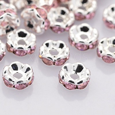 Brass Rhinestone Spacer Beads RB-A014-L6mm-27S-1