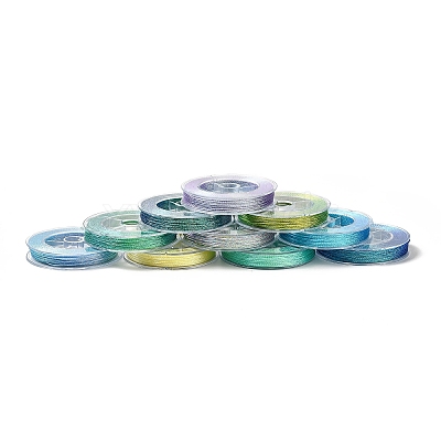 10 Rolls 10 Colors 6-Ply PET Polyester Metallic Thread OCOR-L046-03B-1