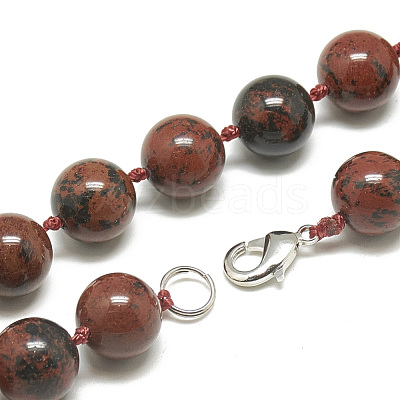 Natural Mahogany Obsidian Beaded Necklaces NJEW-S405-20-1