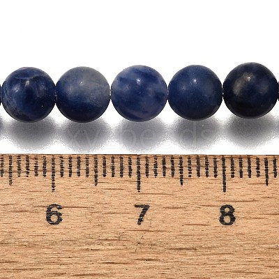 Natural Sodalite Round Bead Strands G-P072-27-6mm-1