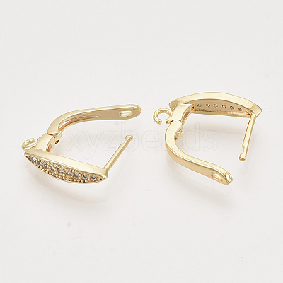 Brass Micro Pave Cubic Zirconia Hoop Earring Findings with Latch Back Closure KK-T048-027G-NF-1