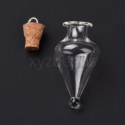 Teardrop Glass Cork Bottle Pendants AJEW-A041-01D-1
