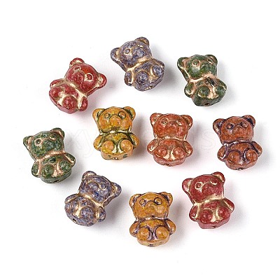 Picasso Baking Paint and Golden Metal Enlaced Glass Beads DGLA-T004-45M-1