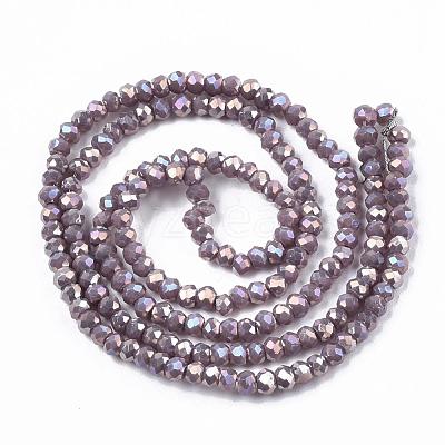 Electroplate Opaque Solid Color Glass Beads Strands EGLA-Q112-B15-1