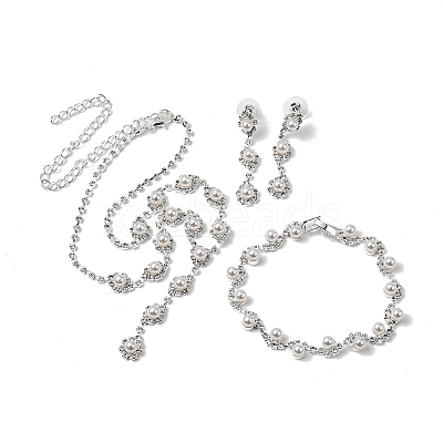 Brass Rhinestones Necklaces & Earring & Bracelets Sets for Women WGF929C-02-1