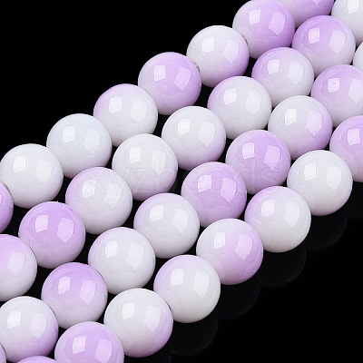 Two Tone Opaque Baking Paint Glass Beads Strands LS-DGLA-Q027-8mm-02-1