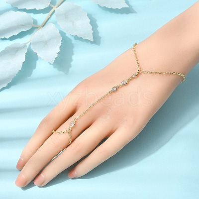 Brass Micro Pave Cubic Zirconia Mittens Bracelets BJEW-C156-01G-03-1