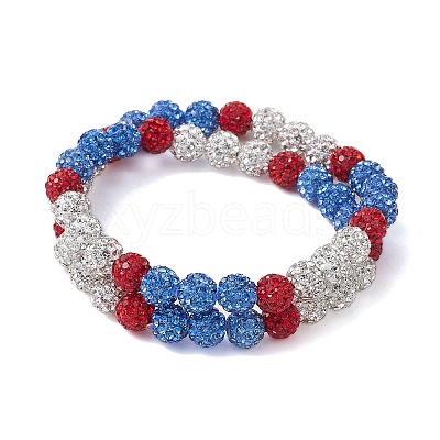 8mm Round Polymer Clay Rhinestone Wrap Bracelets BJEW-JB10480-1