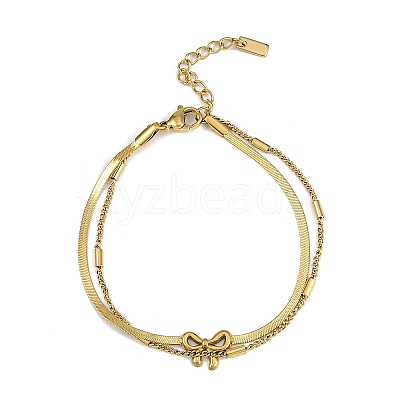 Ion Plating(IP) 304 Stainless Steel 2-strand Chain Bracelets BJEW-Z077-06G-1
