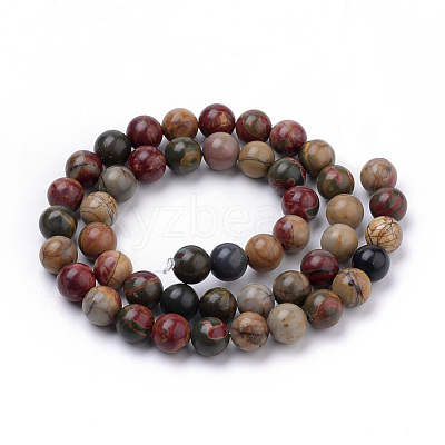 Natural Polychrome Jasper/Picasso Stone/Picasso Jasper Beads Strands G-S259-23-8mm-1