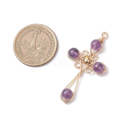 4Pcs 4 Styles Natural Amethyst Pendants PALLOY-TA00326-01-1